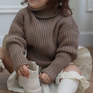 Unisex Kids' Evolutionary Sweater – Ribbed Cotton | Turtleneck Pull | Grow-With-
